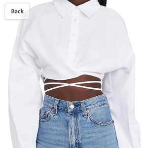 Lioness Crop Button Down Long Sleeve Wrap Top